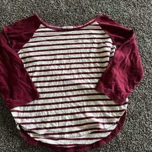 Striped Burgundy and White Women's Top